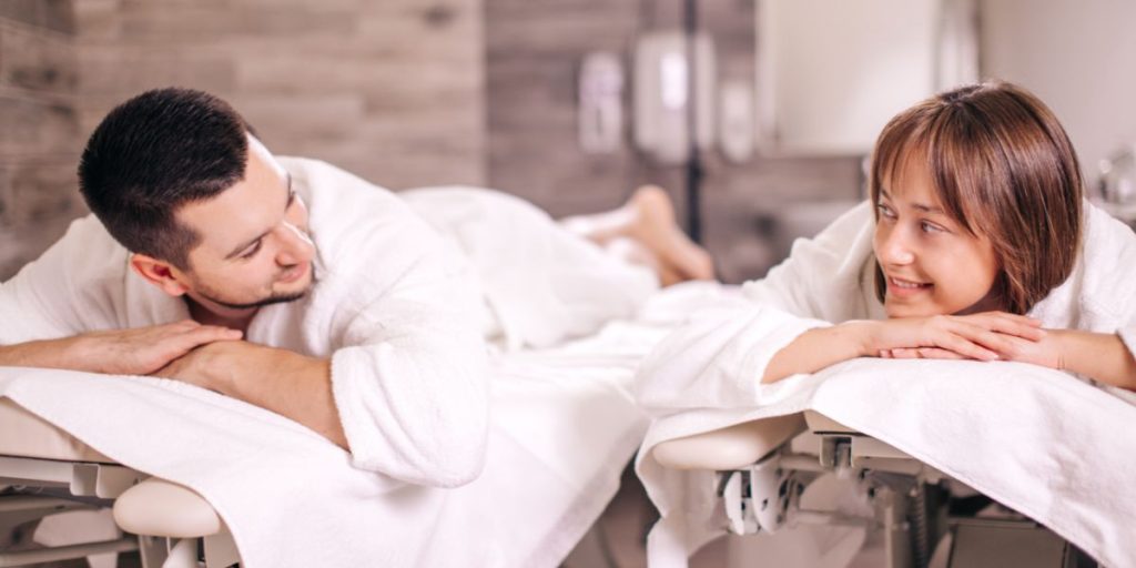 couple enjoying spa at david lloyd gym